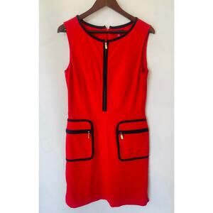 VINCE Camuto Women's Red Sleeveless Wool-Blend Ponte Dress Size M